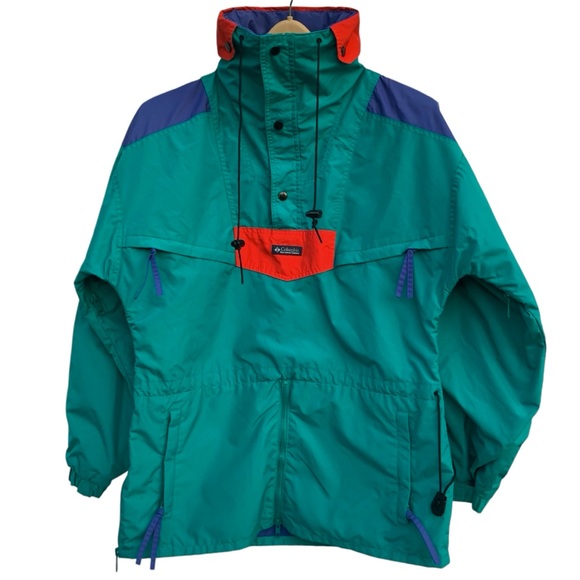 Columbia 1/2 Zip Teal and Purple Pullover Colorblock Ski Jacket Men’s Medium